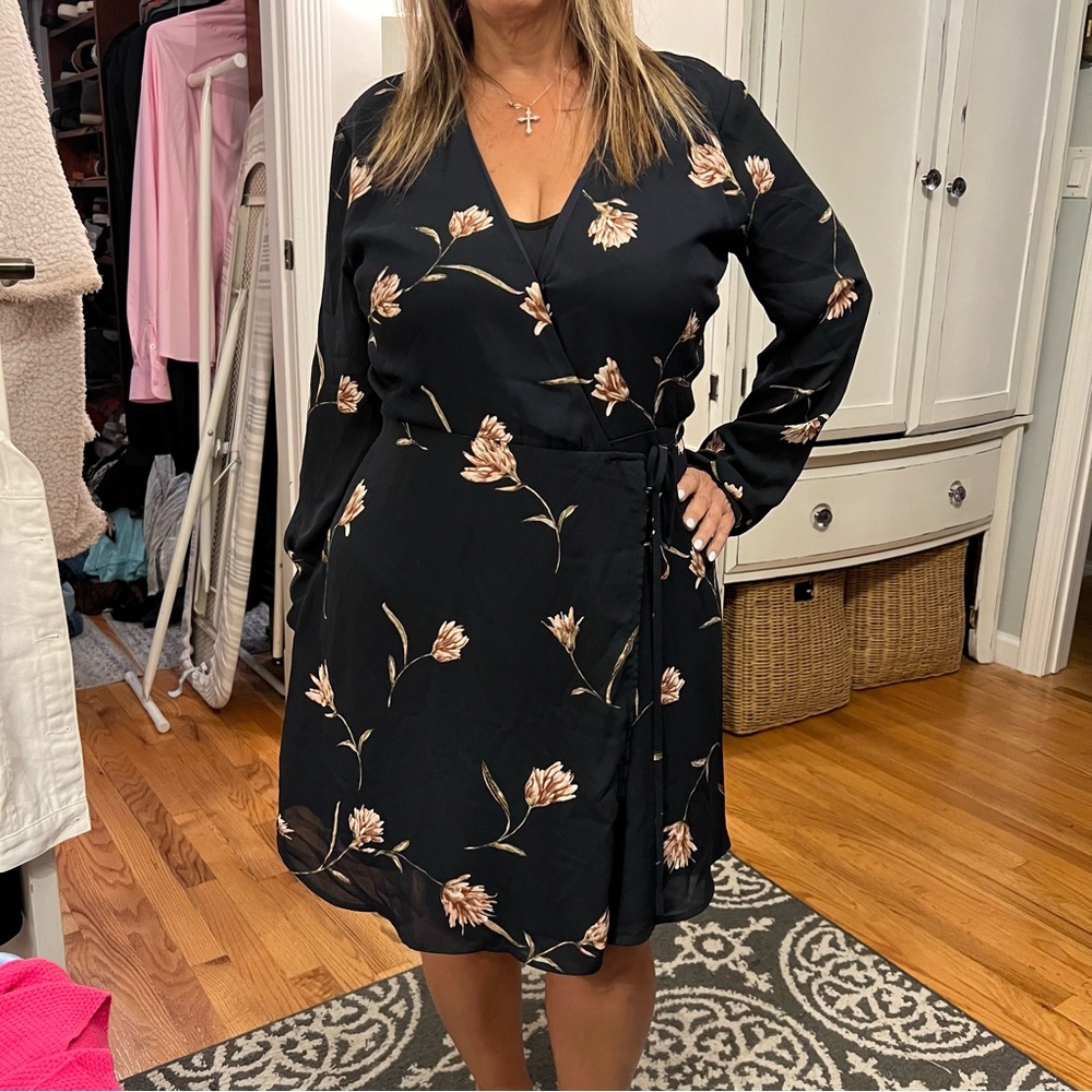 Woman’s floral wrap dress